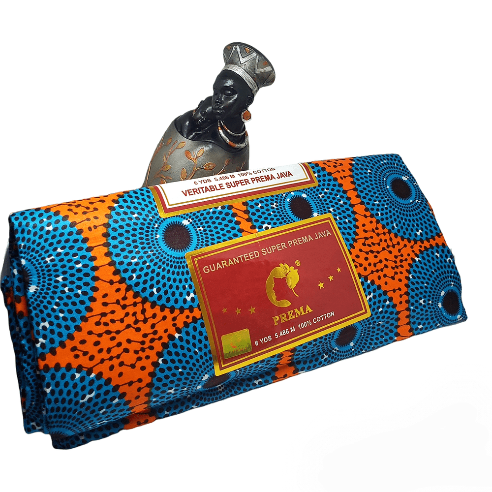 Makeba Blue and Orange Fabric